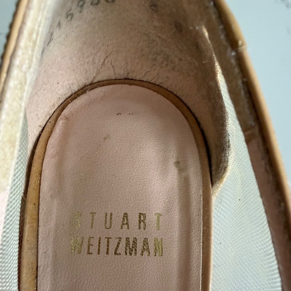 Stuart Weitzman Cream Mesh Peep-toe heels, made in Spain, size 8 - Picture 5 of 6